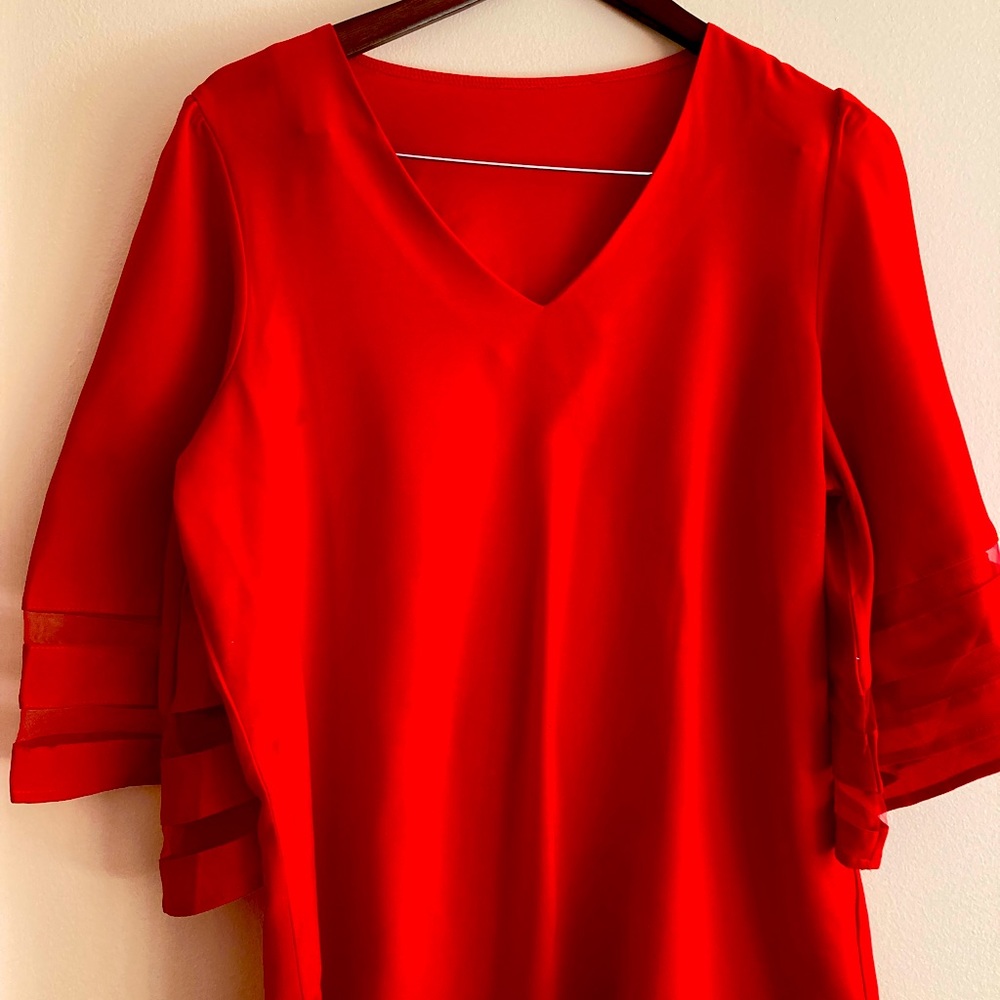 Woman’s red blouse size large v neck size large